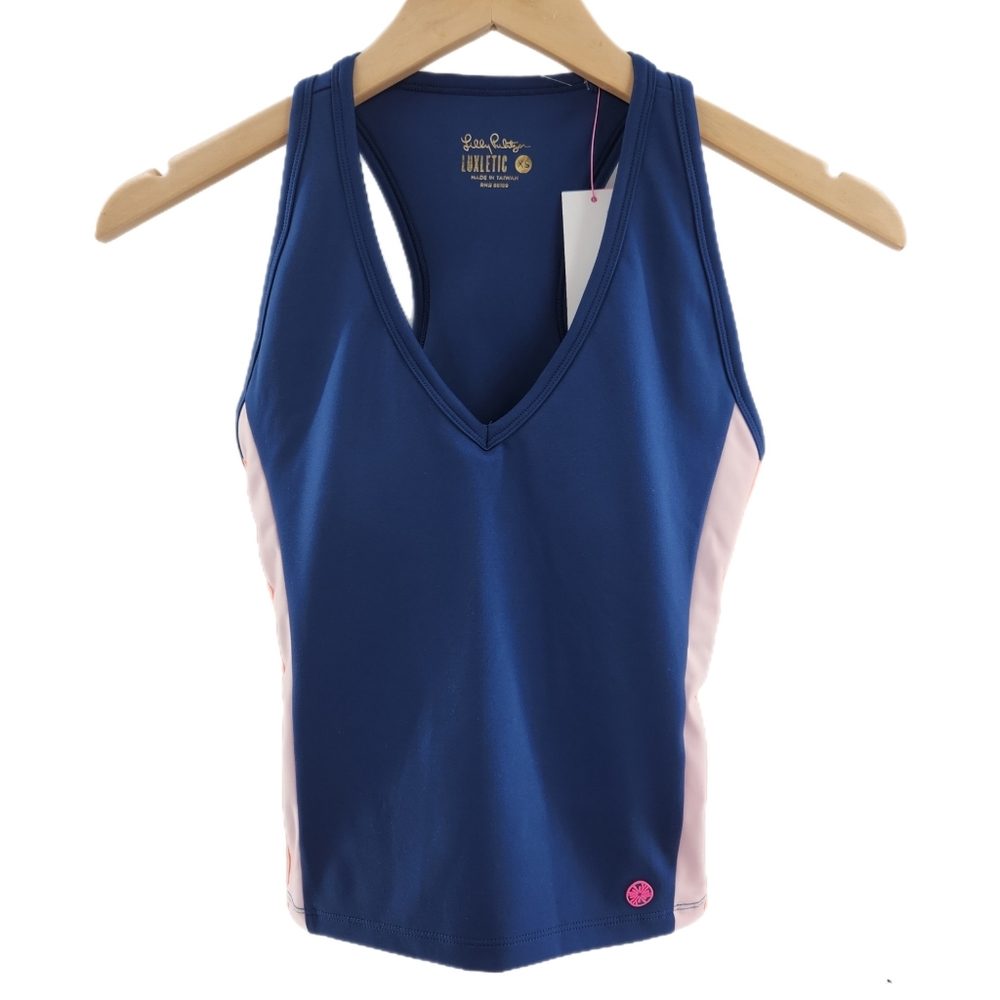 Lilly Pulitzer Luxietics Vanti Bra Tank Oyster Bay Navy Womens Size X-Small